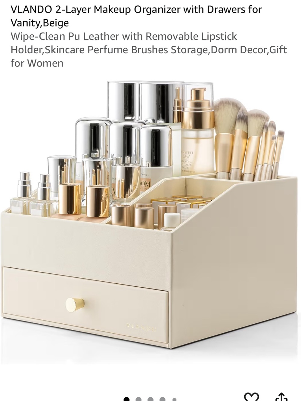 VLando 2-Layer Makeup Organizer Drawer - Cream